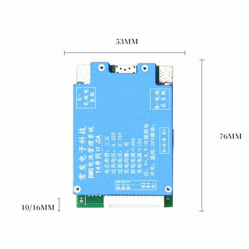 BMS 14S 52V 50A con balanceo de carga