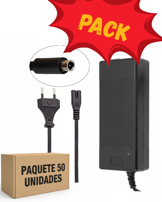 PACK 50 UNIDADES de Cargador 42V 2A compatible Xiaomi y Ninebot ES1 / ES2 / ES4.