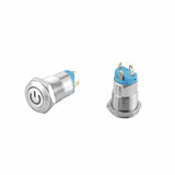 Interruptor de botón ultracorto de acero inoxidable, autoreinicio  12mm (12-24V máximo 3A)