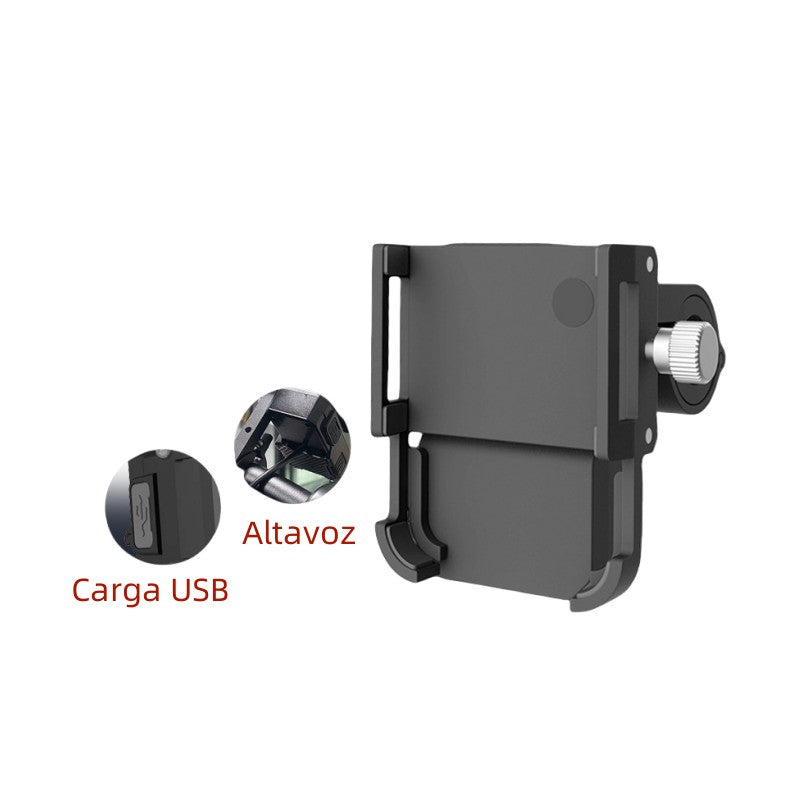 Soporte móvil con altavoz bluetooth y carga USB