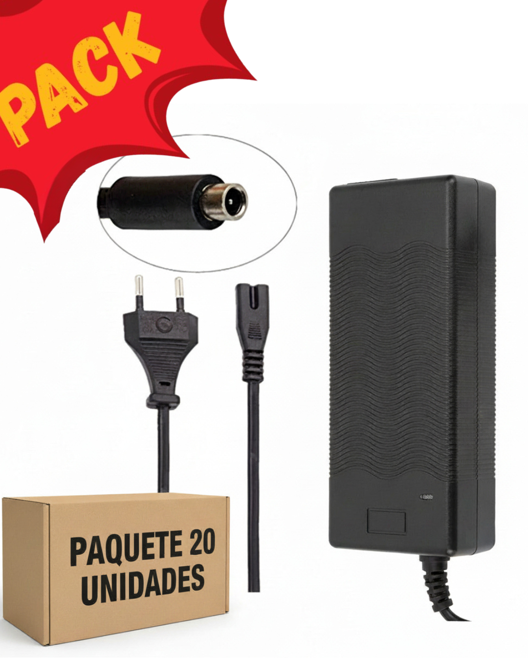 PACK 50 UNIDADES de Cargador 42V 2A compatible Xiaomi y Ninebot  ES1 / ES2  / ES4.